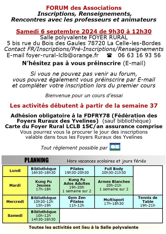 Activités FOYER RURAL LCLB FORUM 06 09 2025 2026 4